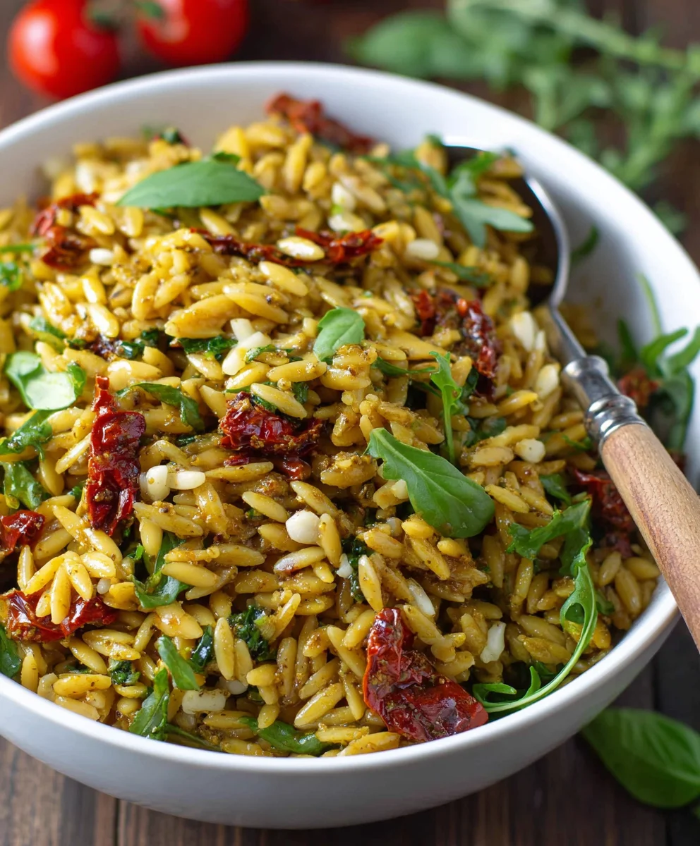Sun-Dried Tomato Orzo Pesto Salad - Easy & Delicious