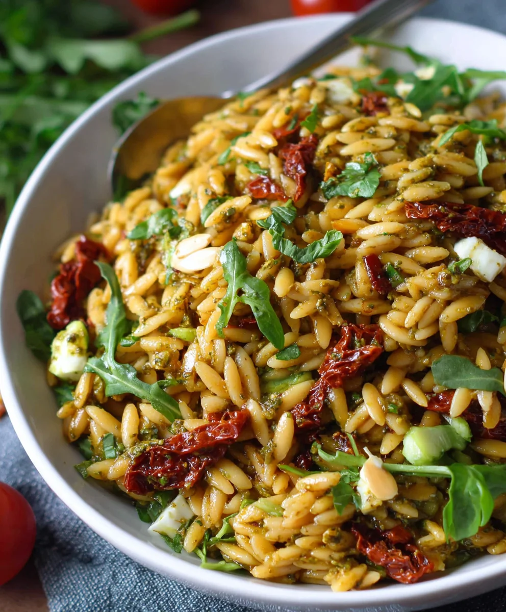 Sun-Dried Tomato Orzo Pesto Salad - Easy & Delicious