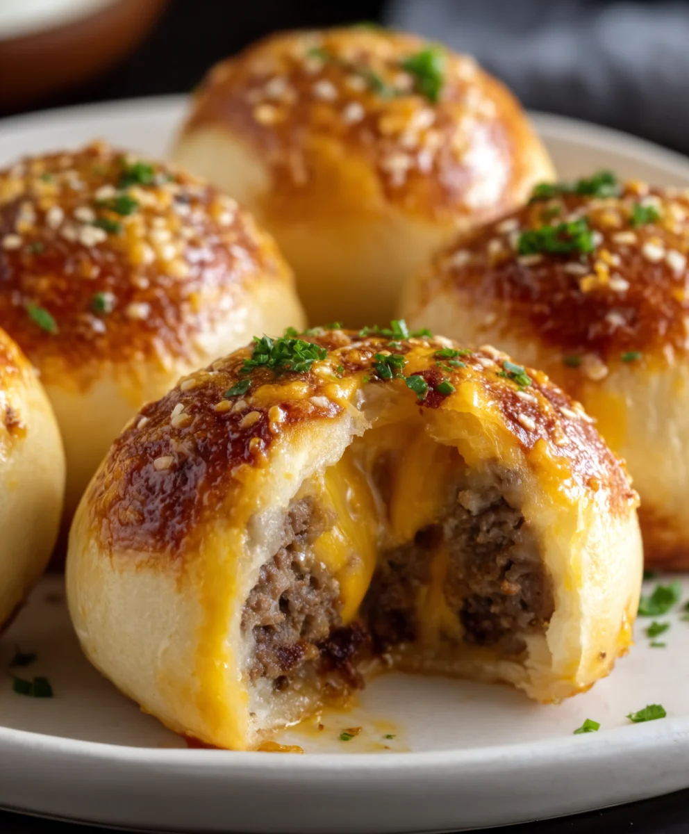 Garlic Parmesan Cheeseburger Bombs-Easy Appetizer