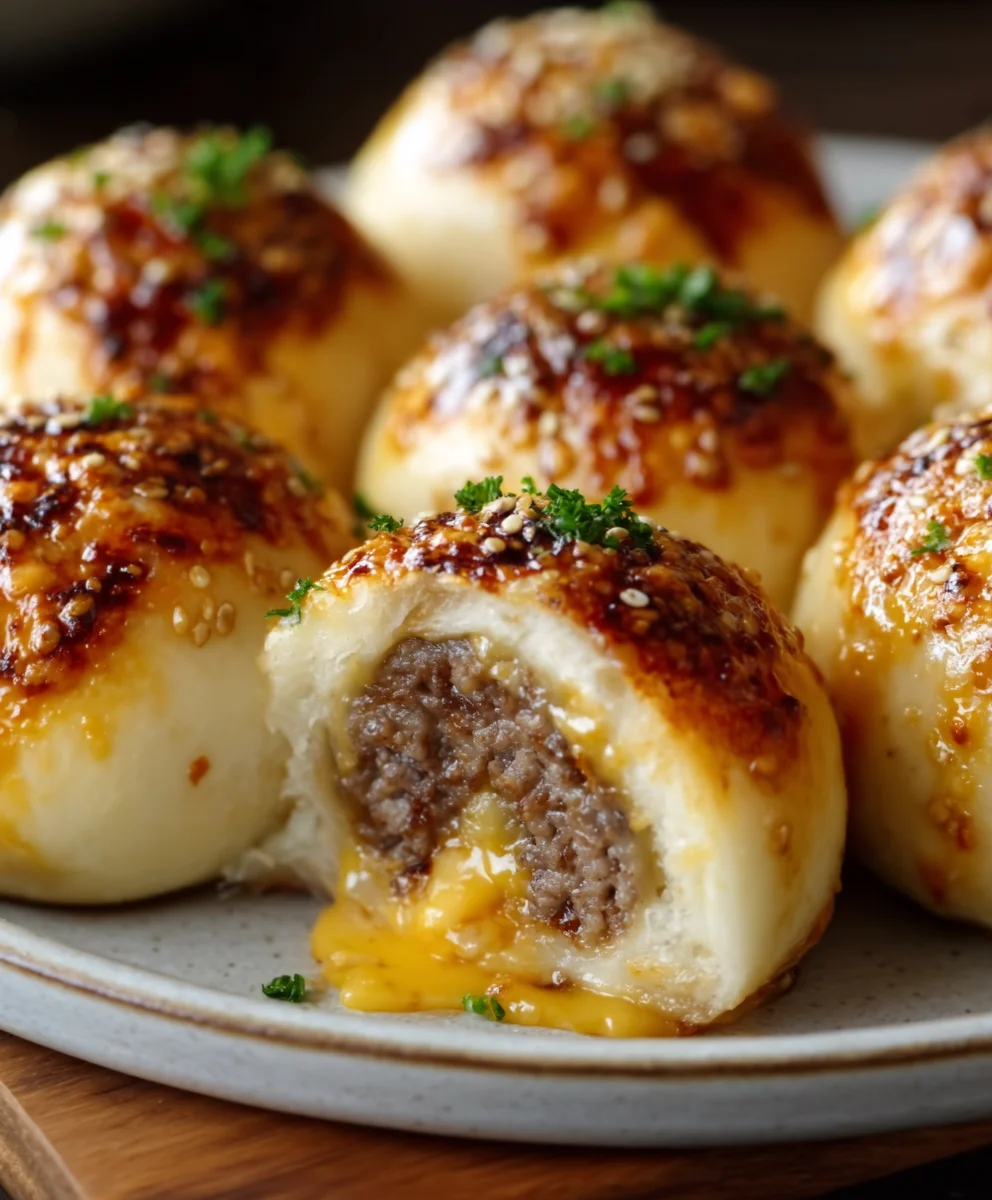 Garlic Parmesan Cheeseburger Bombs-Easy Appetizer