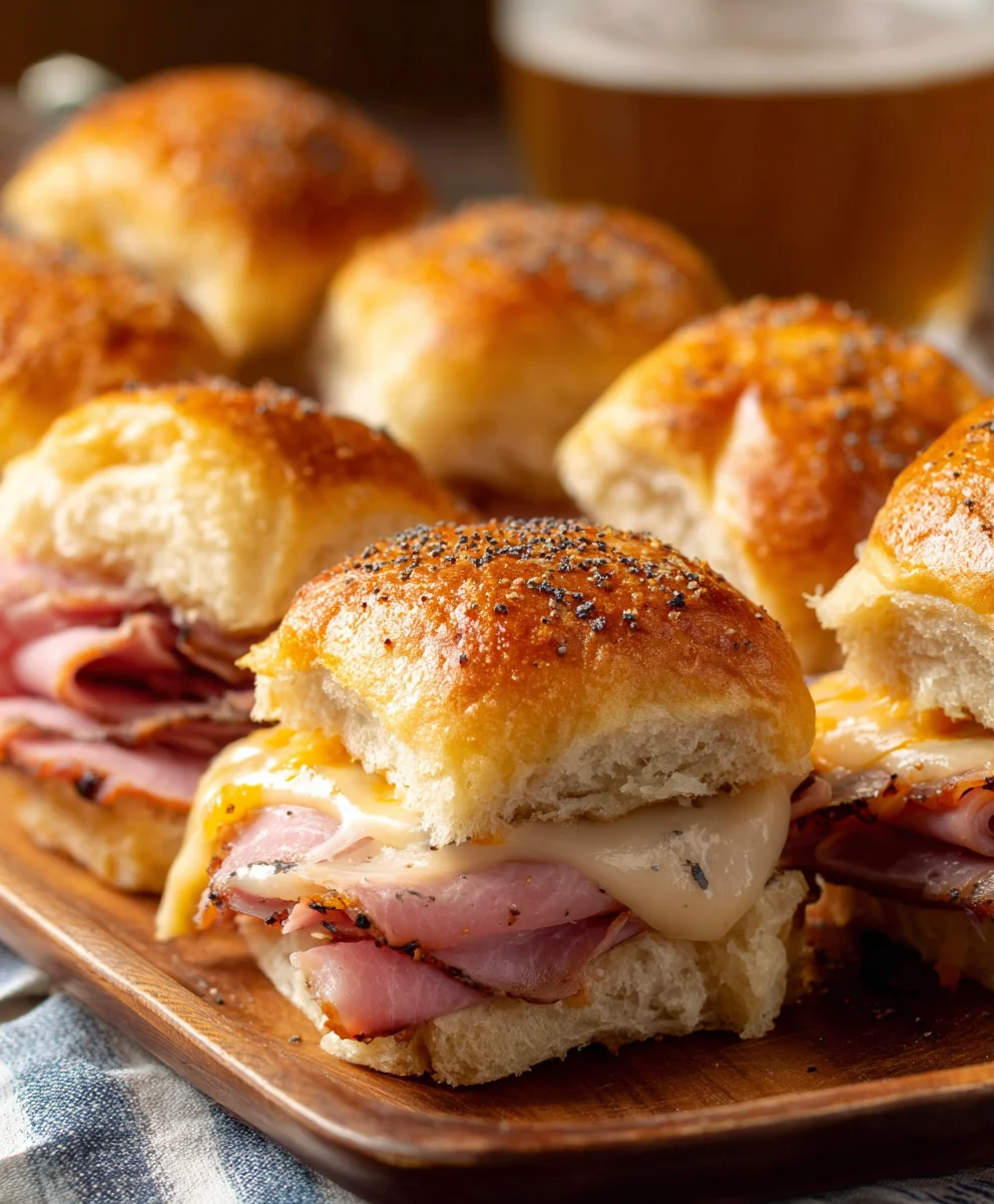 Baked Beef Beef Ham Cheese Sliders-Easy Party Appetizer