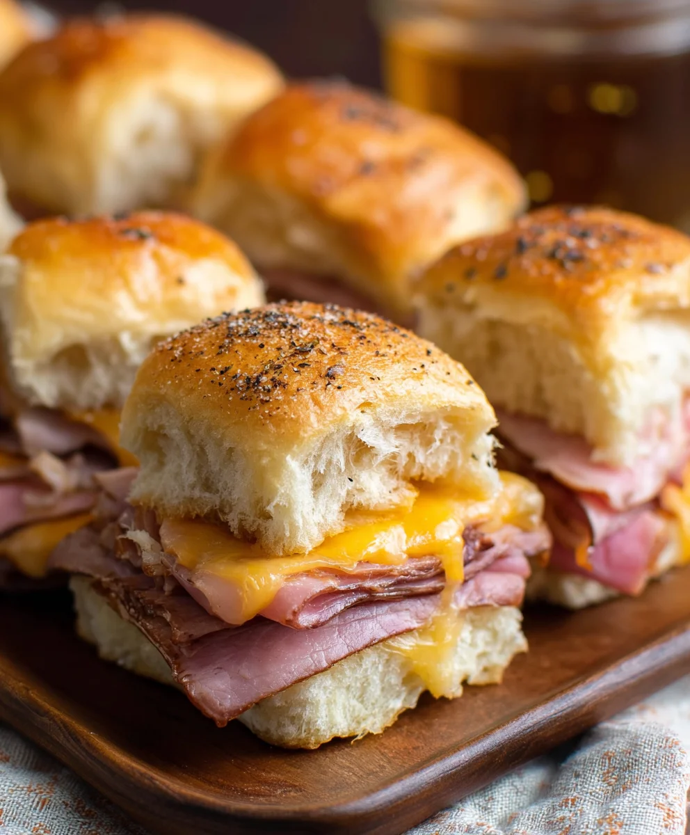 Baked Beef Beef Ham Cheese Sliders-Easy Party Appetizer