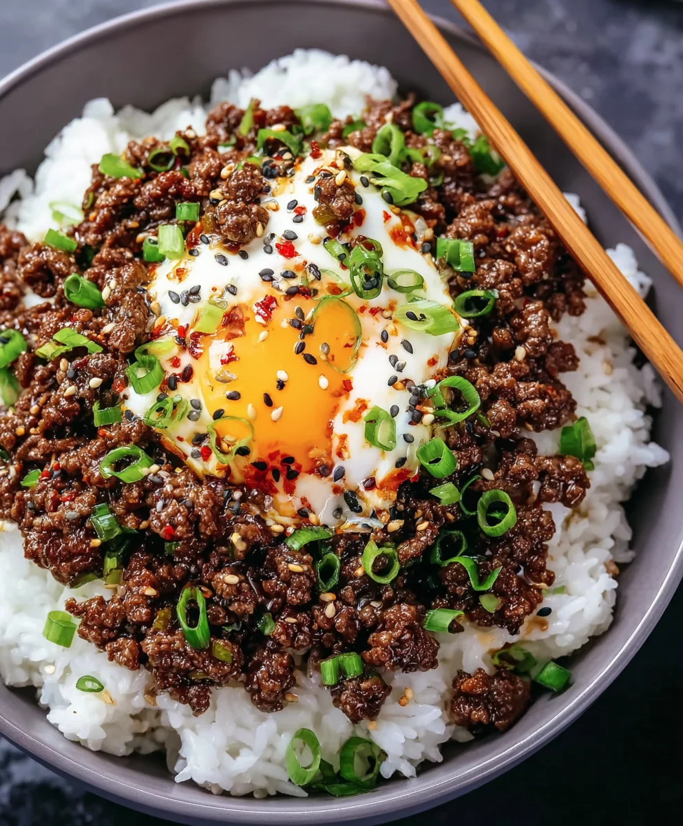 Korean Ground Beef Rice Bowls- Quick & Easy Dinner