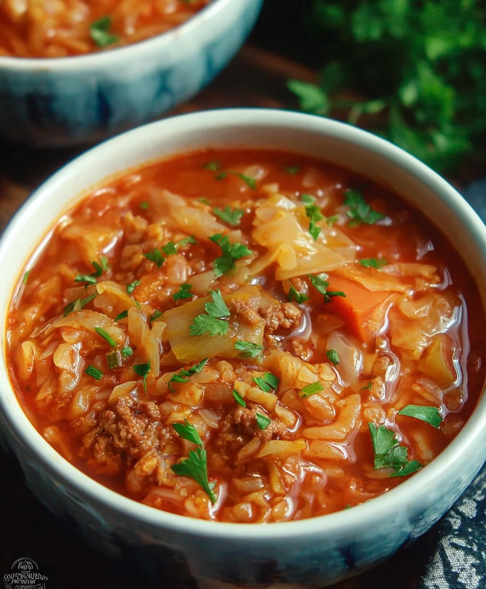 Hearty Beef Cabbage Roll Soup- Easy Comfort Food