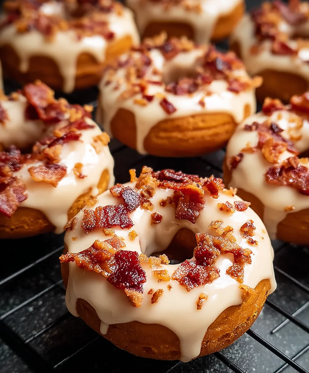 Maple Beef Beef Bacon Doughnuts-Sweet Savory Delight