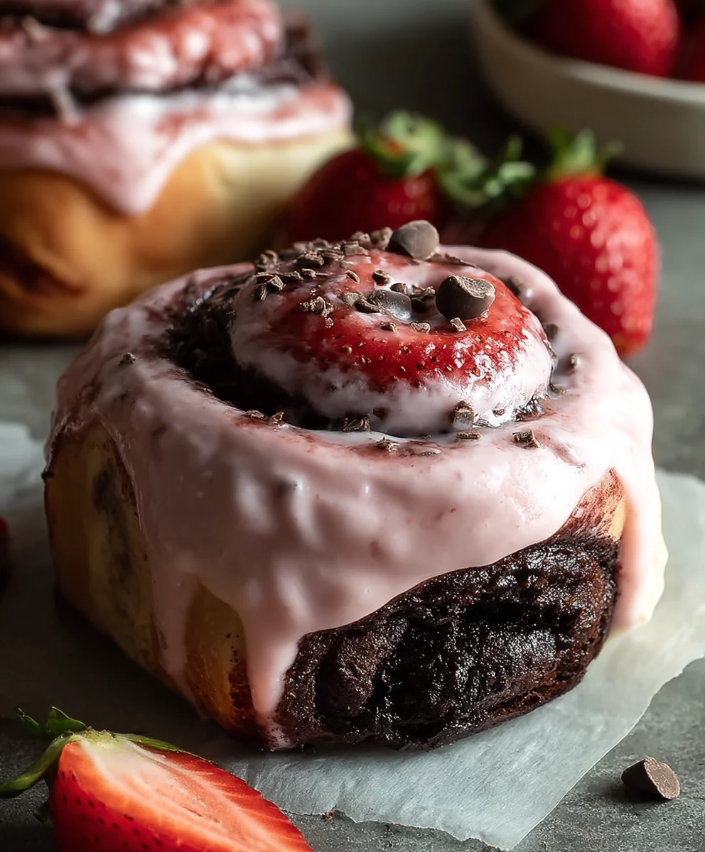 Decadent Chocolate Rolls Strawberry Cream Cheese Frosting