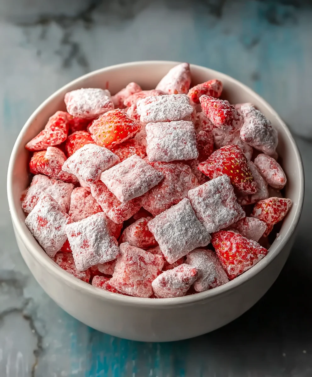 Easy Strawberry Shortcake Puppy Chow Recipe