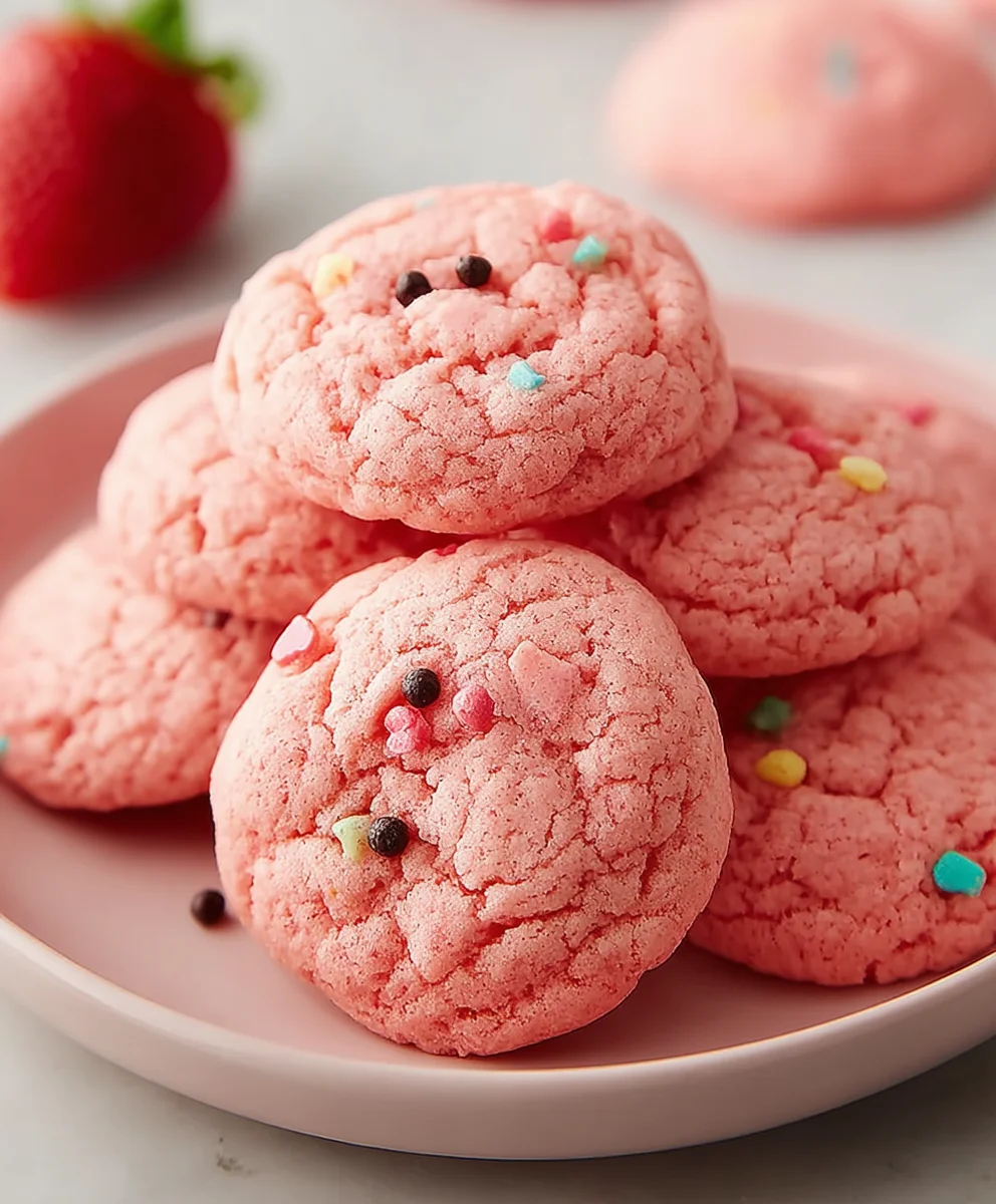 Easy Strawberry Cake Mix Cookies Recipe