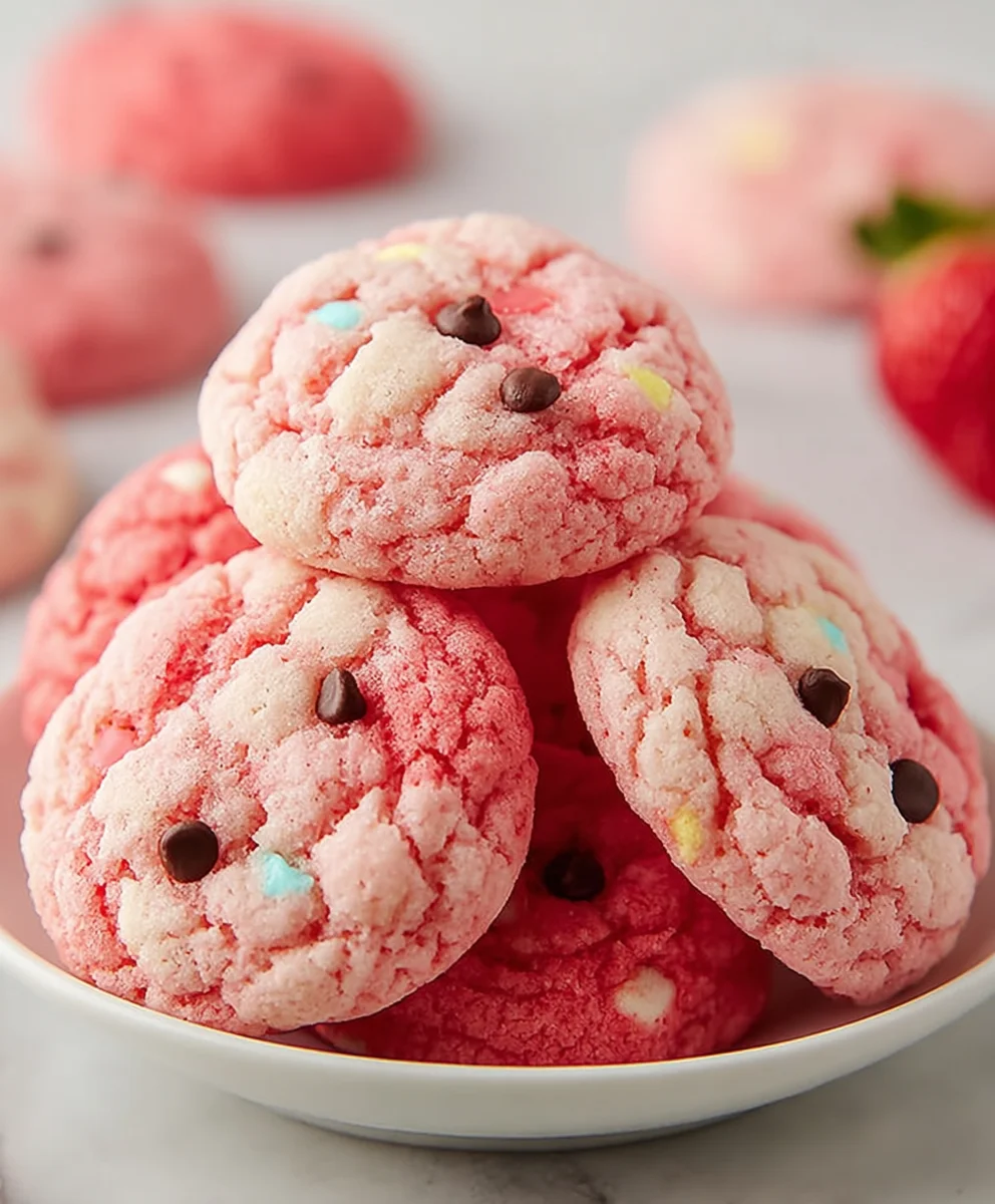 Easy Strawberry Cake Mix Cookies Recipe