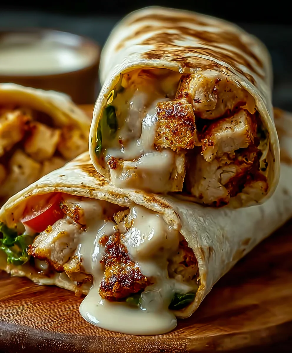 Cheesy Garlic Chicken Wraps Easy Recipe