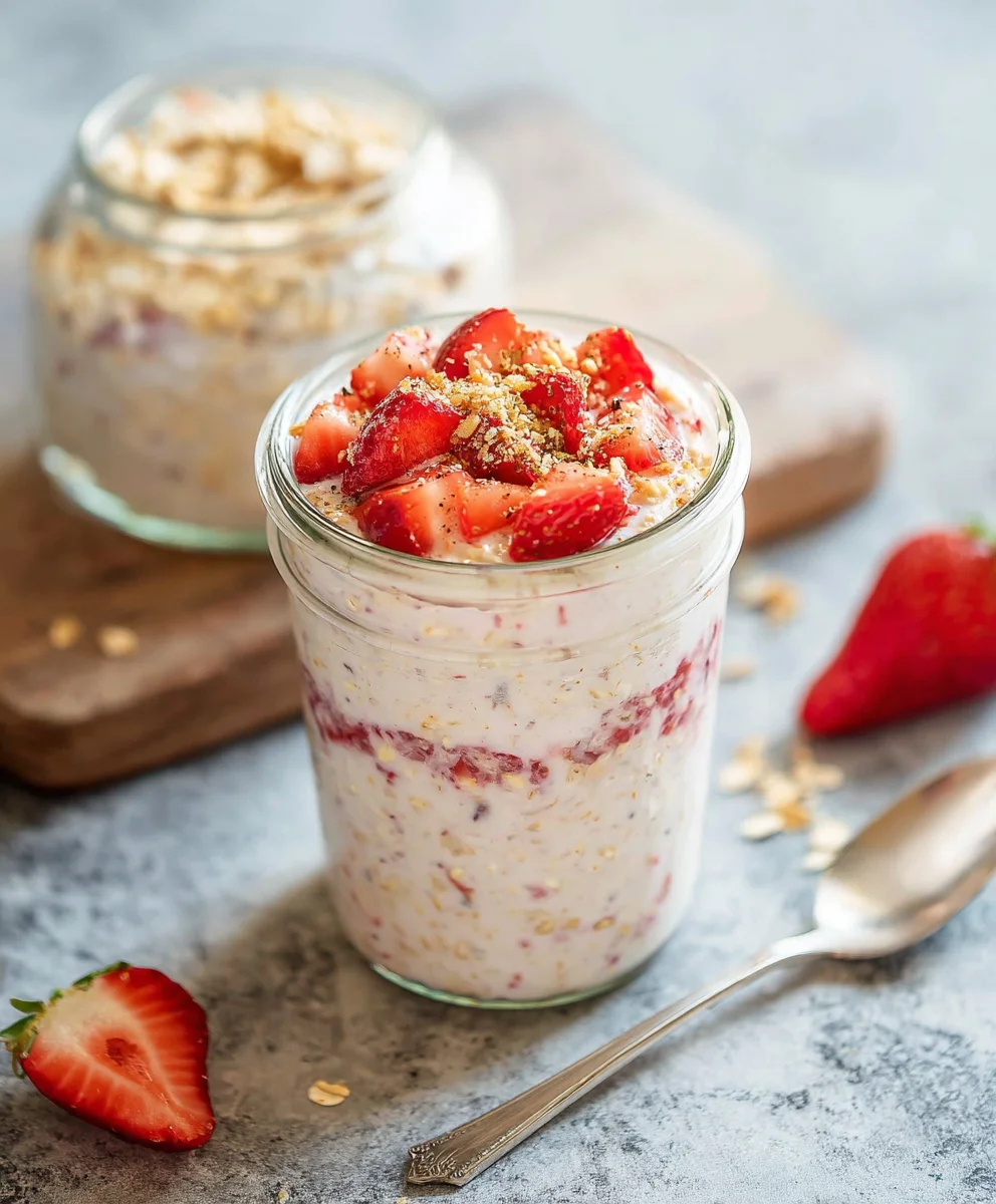 Strawberry Cheesecake Overnight Oats- Easy & Delicious Breakfast