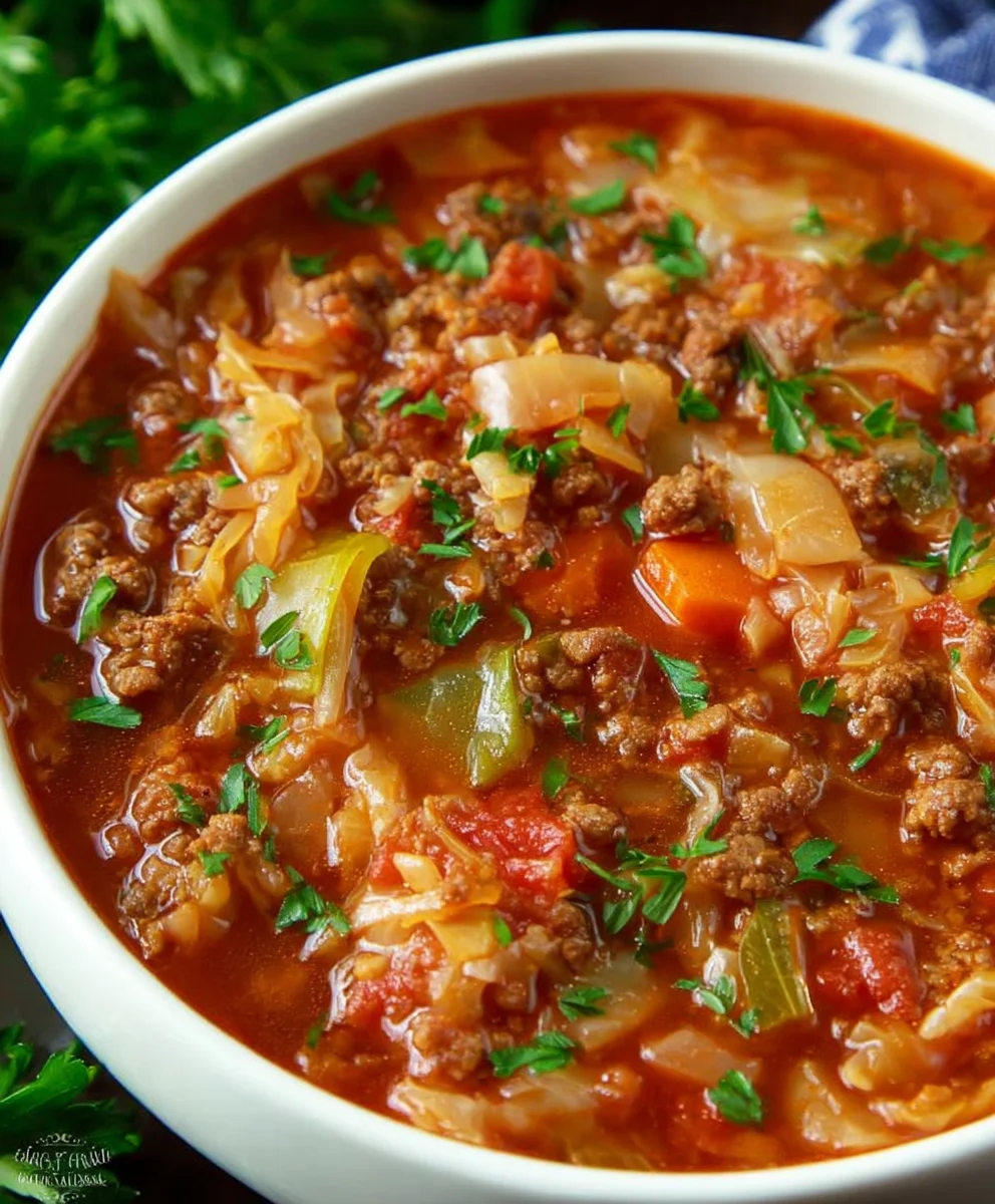 Hearty Beef Cabbage Roll Soup- Easy Comfort Food