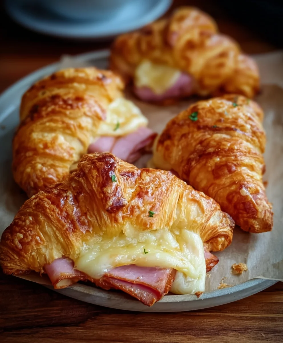 Cheesy Beef Beef Ham Croissants-Easy Baked Recipe