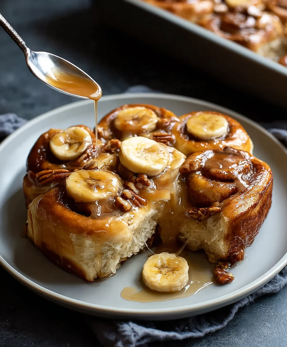 Bananas Foster Cinnamon Rolls-Decadent Dessert Twist