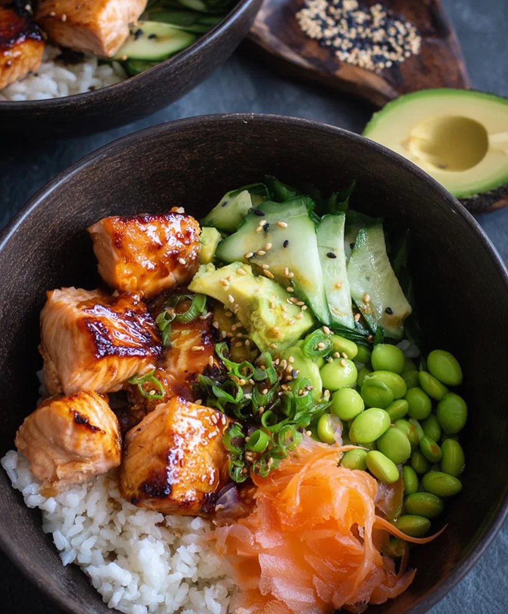 Easy Teriyaki Salmon Sushi Bowl Recipe GF