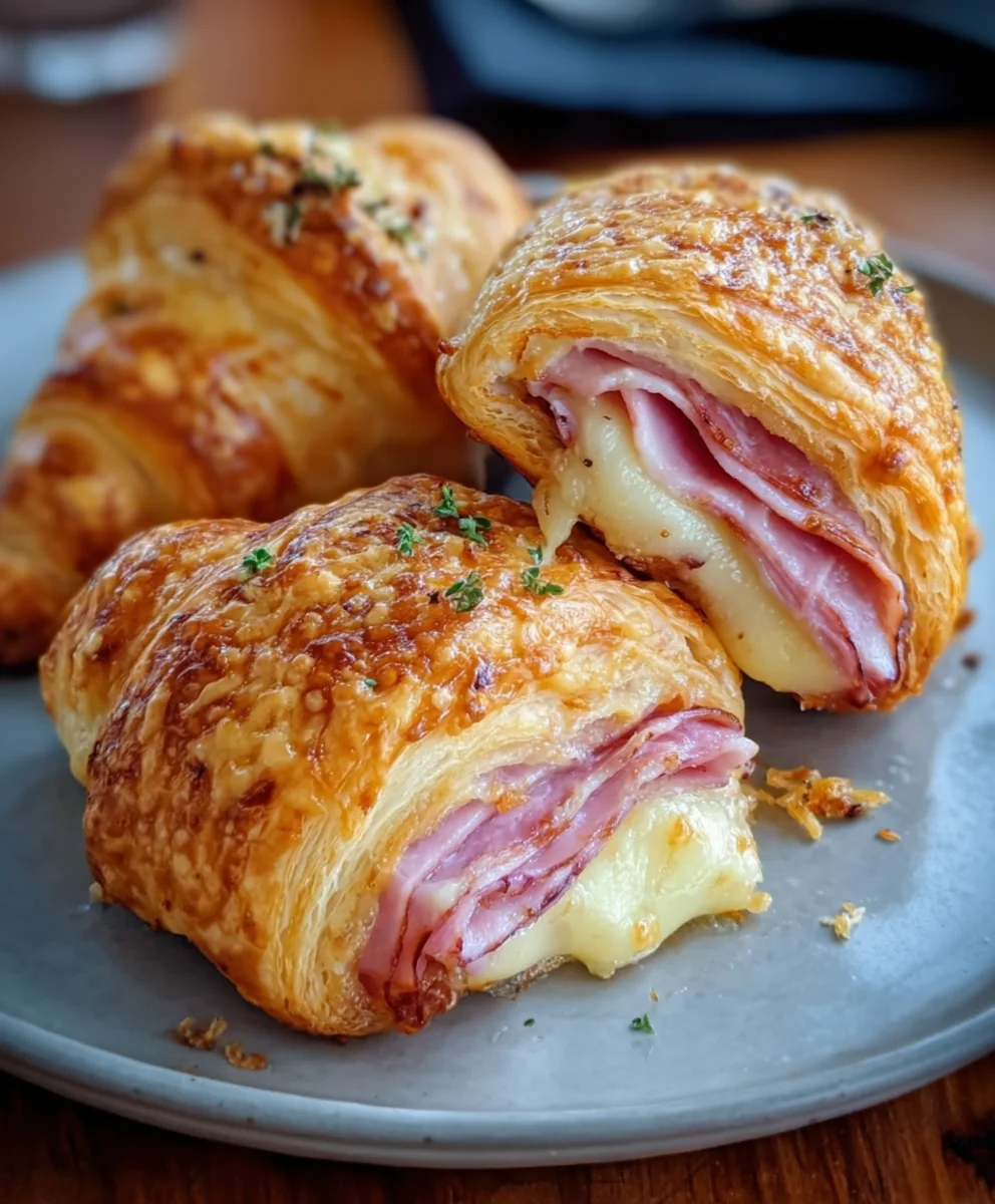 Cheesy Beef Beef Ham Croissants-Easy Baked Recipe