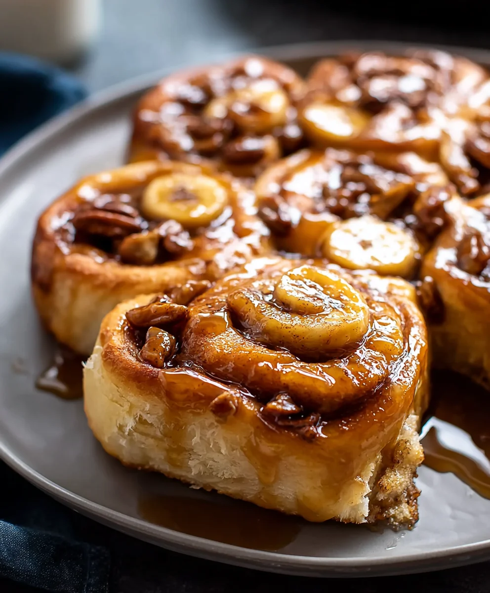 Bananas Foster Cinnamon Rolls-Decadent Dessert Twist