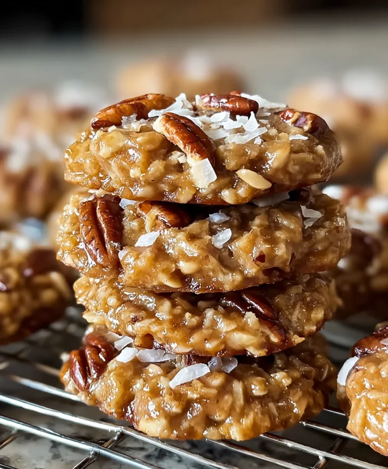 Easy No Bake Pecan Coconut Praline Cookies