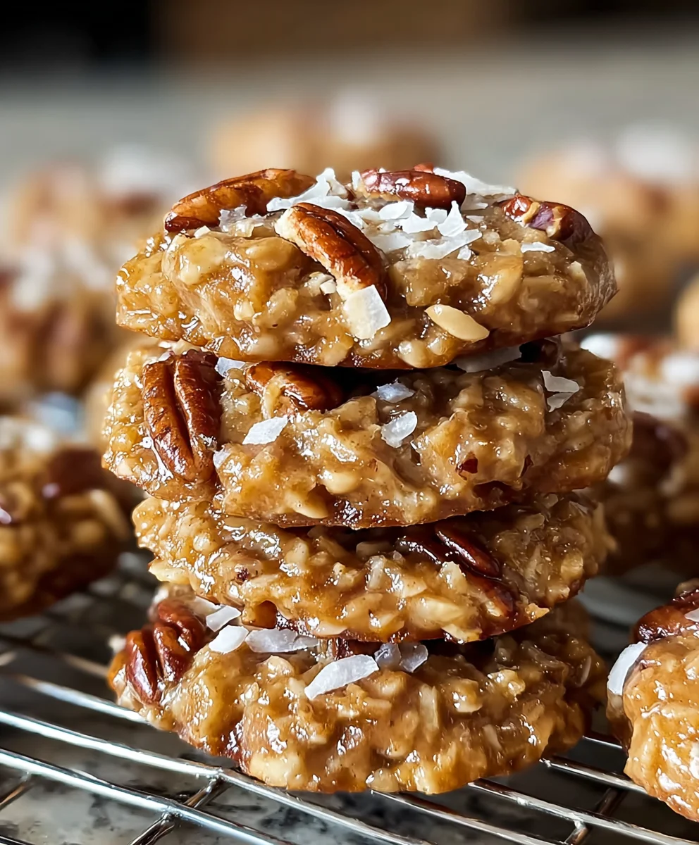Easy No Bake Pecan Coconut Praline Cookies
