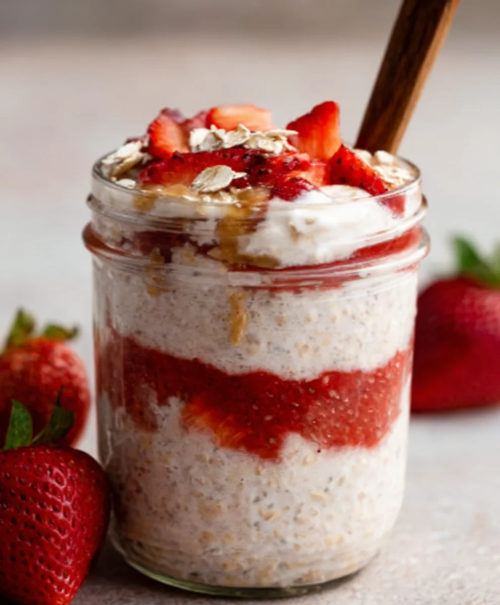 Strawberry Cheesecake Overnight Oats-Easy Breakfast