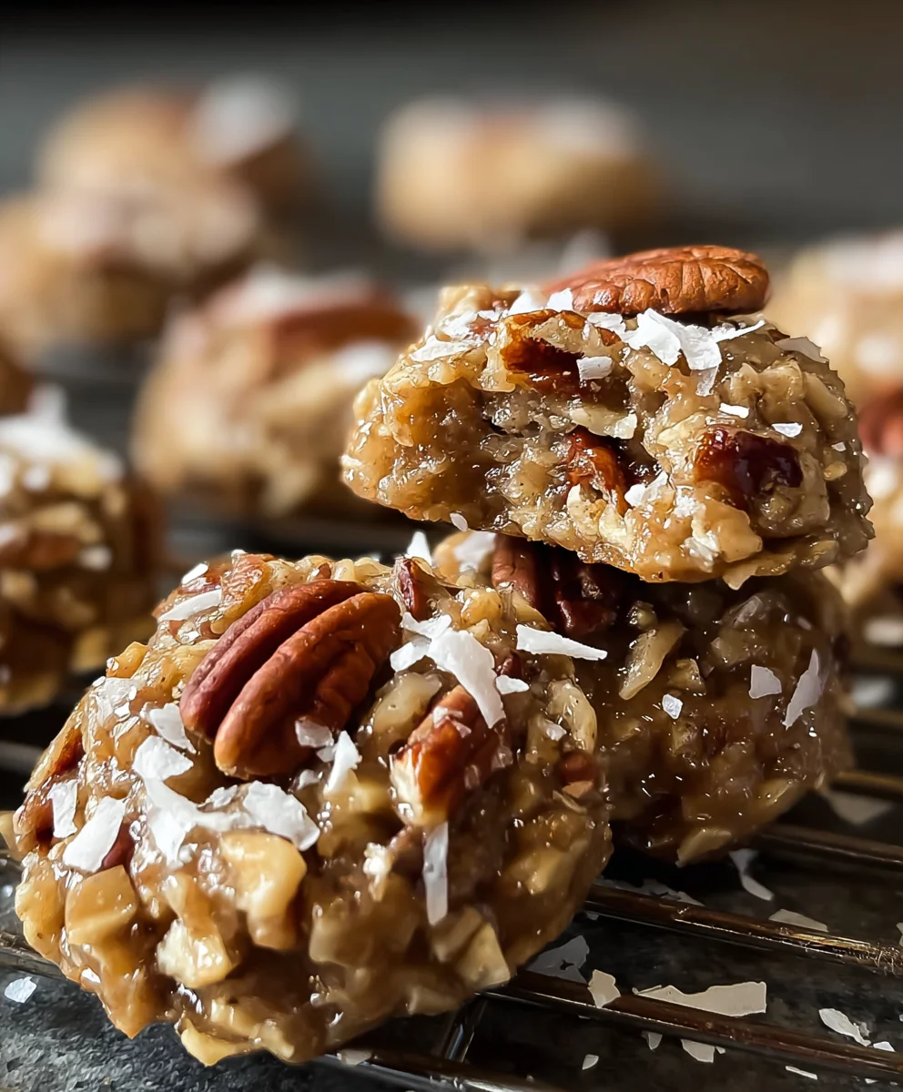 Easy No Bake Pecan Coconut Praline Cookies
