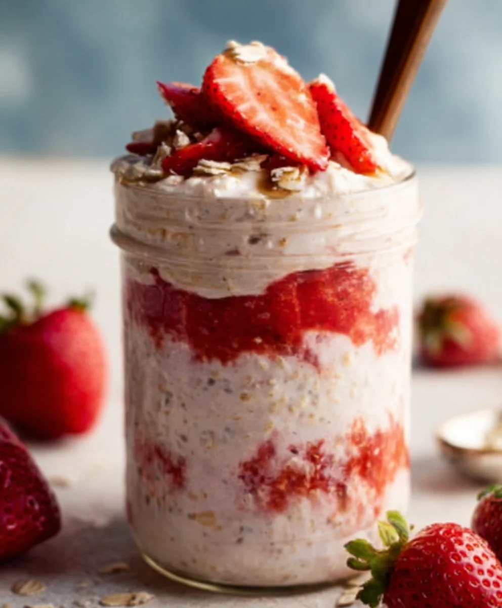 Strawberry Cheesecake Overnight Oats-Easy Breakfast