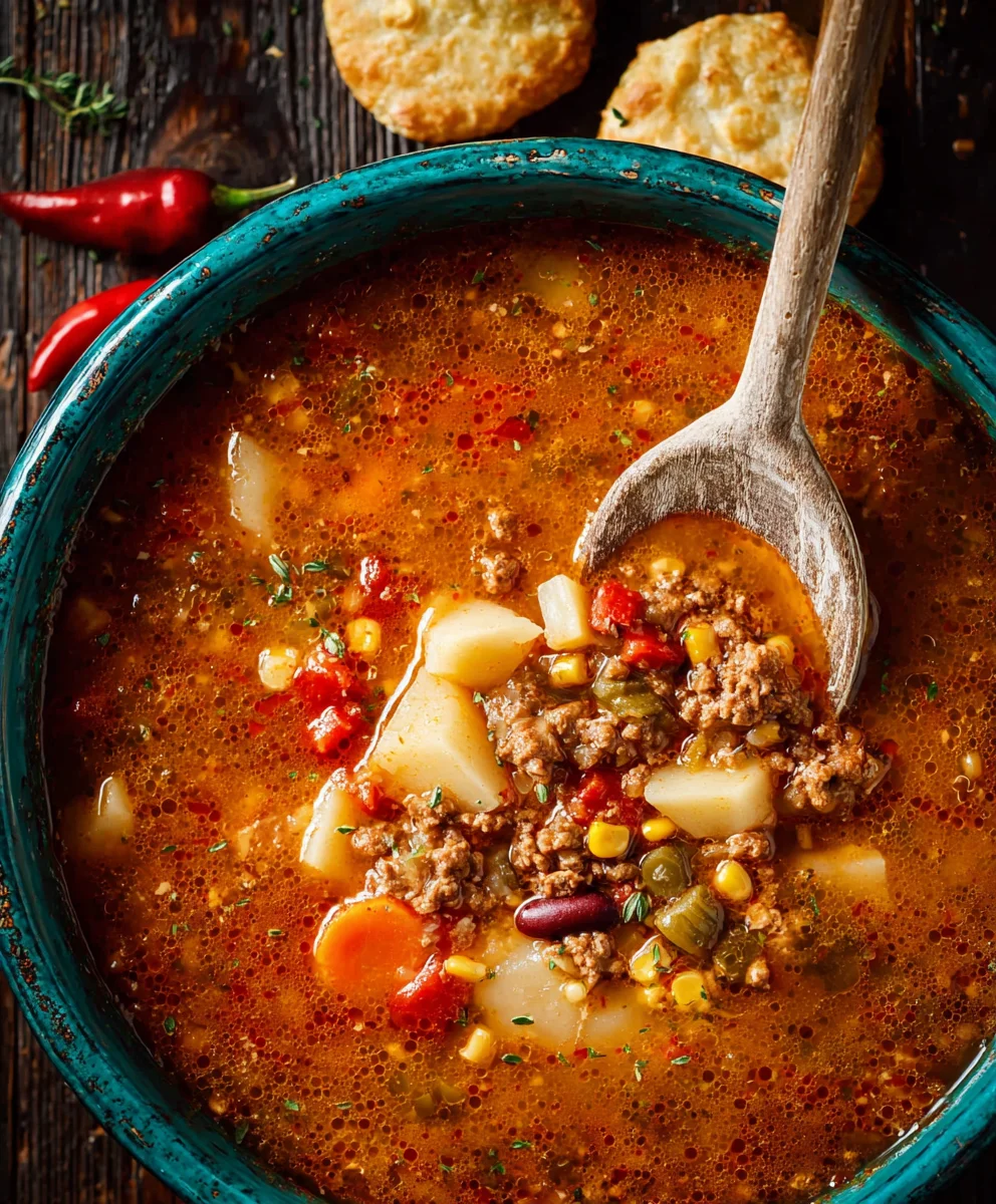 Hearty Cowboy Soup Recipe-Beef-Beans-Flavorful
