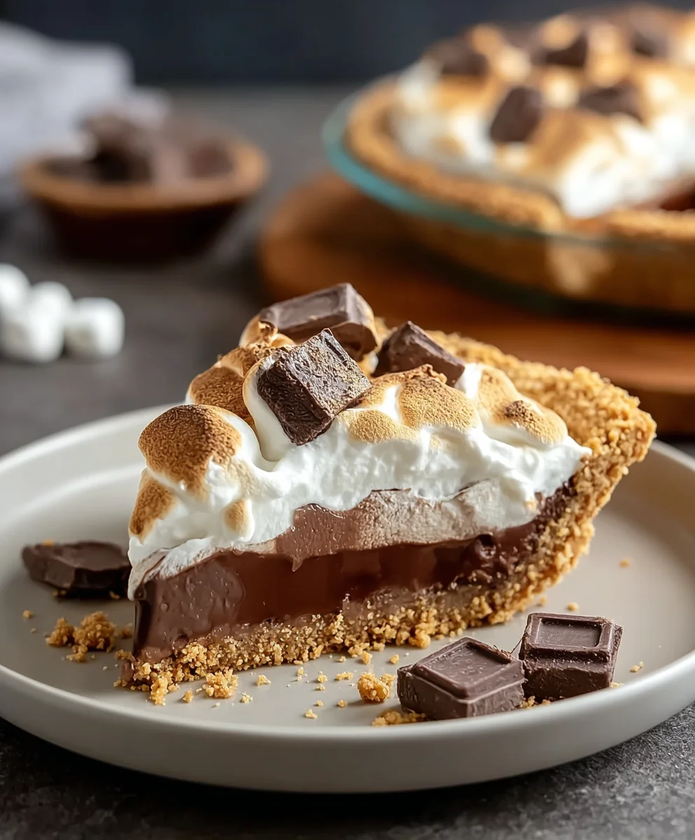 Easy Smores Pie Recipe-Decadent Chocolate Grabeef ham Dessert