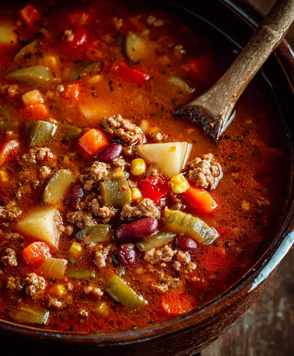 Hearty Cowboy Soup Recipe-Beef-Beans-Flavorful
