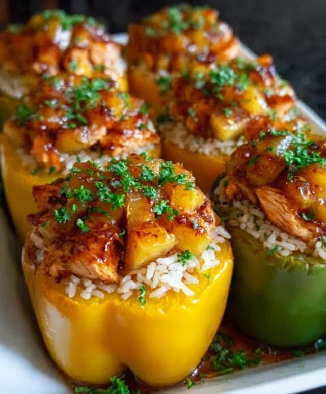 Teriyaki Pineapple Chicken and Rice Stuffed Peppers: A Sweet and Savory Meal