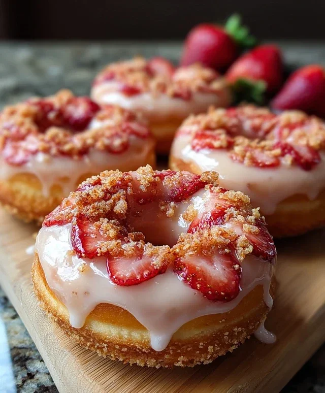 Freshly Glazed Strawberry Crunch Donuts