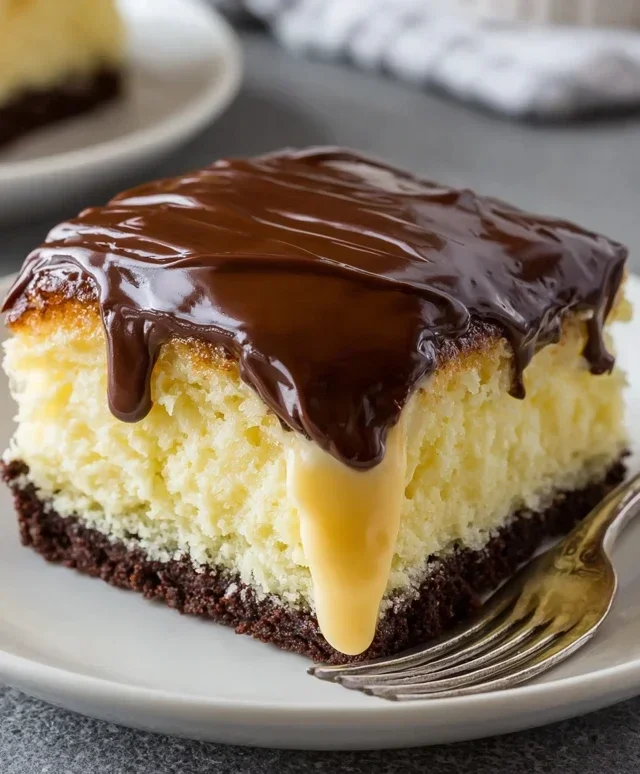 Boston Cream Poke Cake