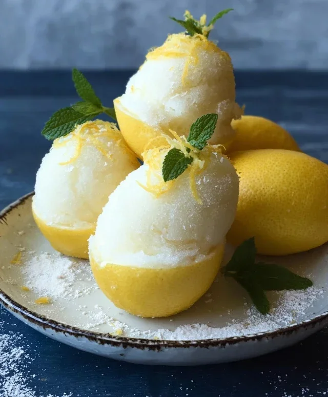 Sorbetto di Limone Dressed Up in a Frozen Lemon Shell