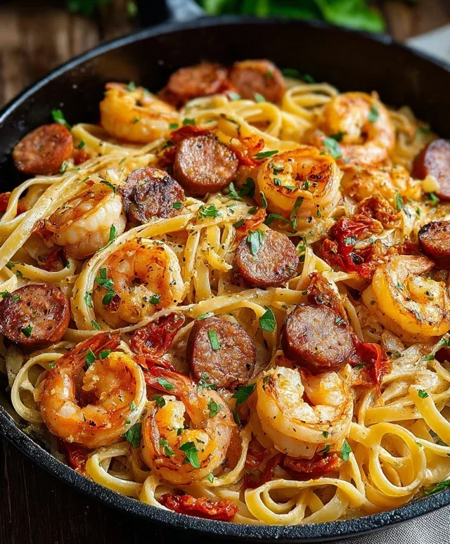 Creamy Cajun Shrimp Pasta with Sausage