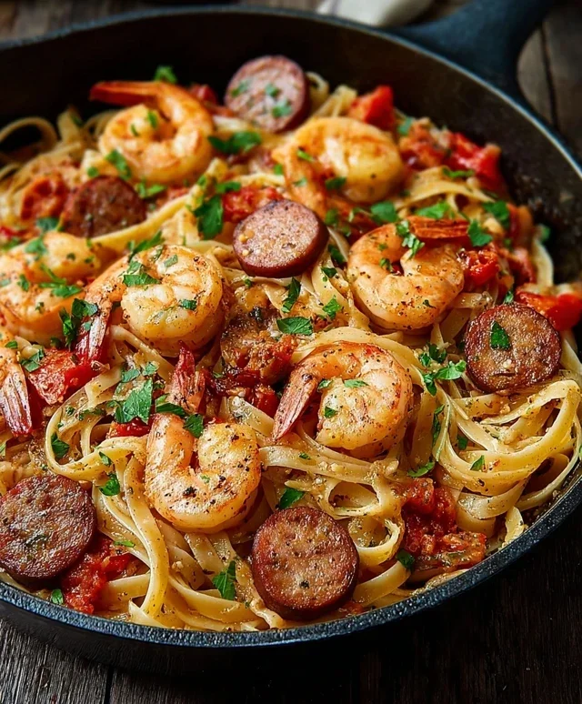 Creamy Cajun Shrimp Pasta with Sausage