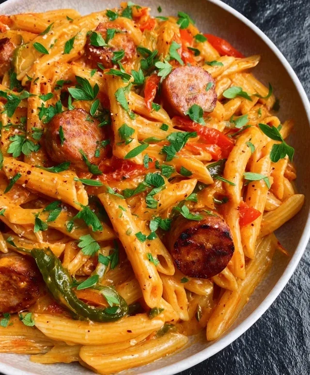 One Pot Creamy Cajun Sausage Pasta (30-Minutes)