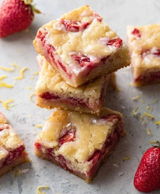 Strawberry Lemon Blondies