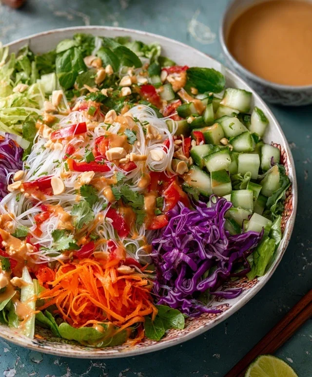 Spring Roll Salad with Peanut Dressing, gluten-free
