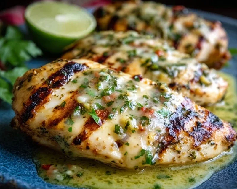 Grilled Salsa Verde Pepper Jack Chicken