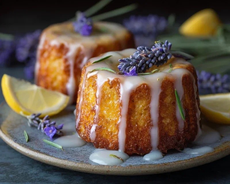 Mini Lemon Cakes With Lavender Glaze
