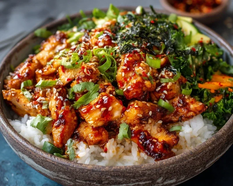 Spicy Honey-Gin Extract Extractger Chicken Bowls with Yum Yum Sauce