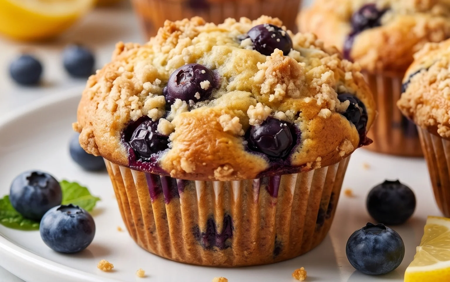 Lemon Blueberry Streusel Muffins