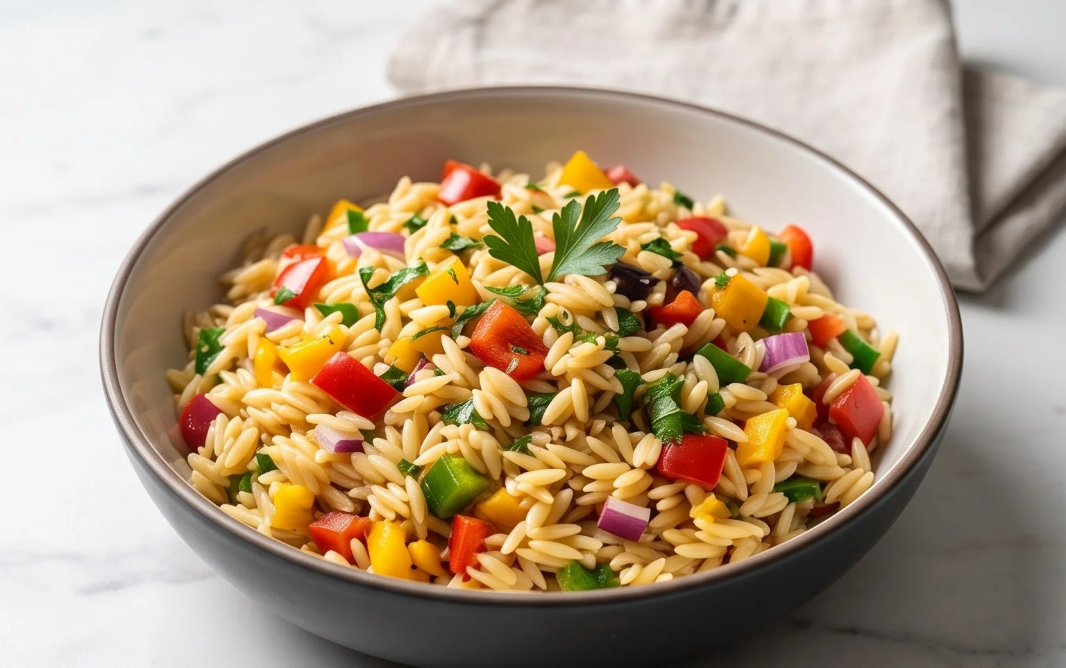 Rainbow Orzo Salad