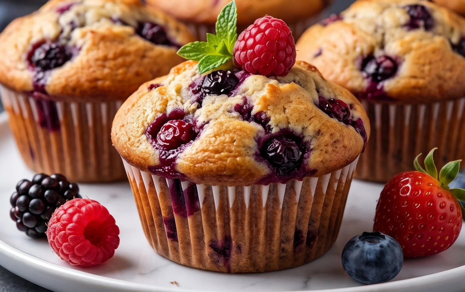 Bakery Style Mixed Berry Muffins | with Frozen Berries