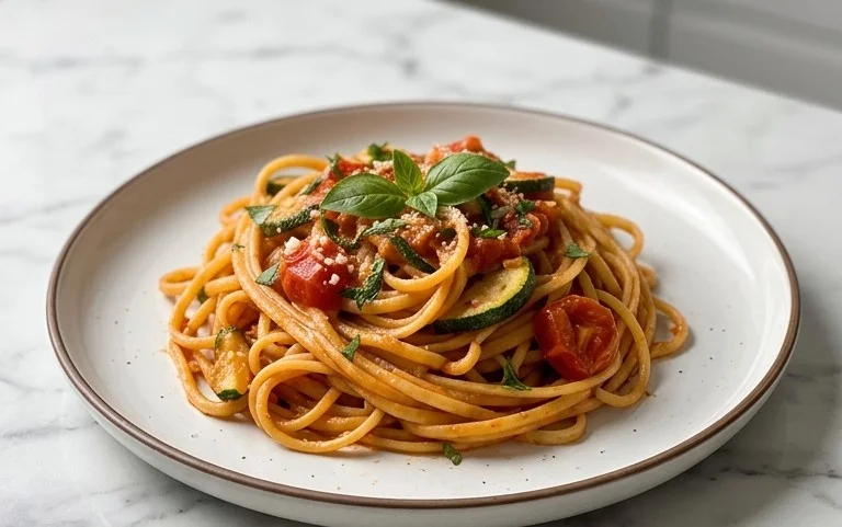 Healthy Tomato Zucchini Pasta