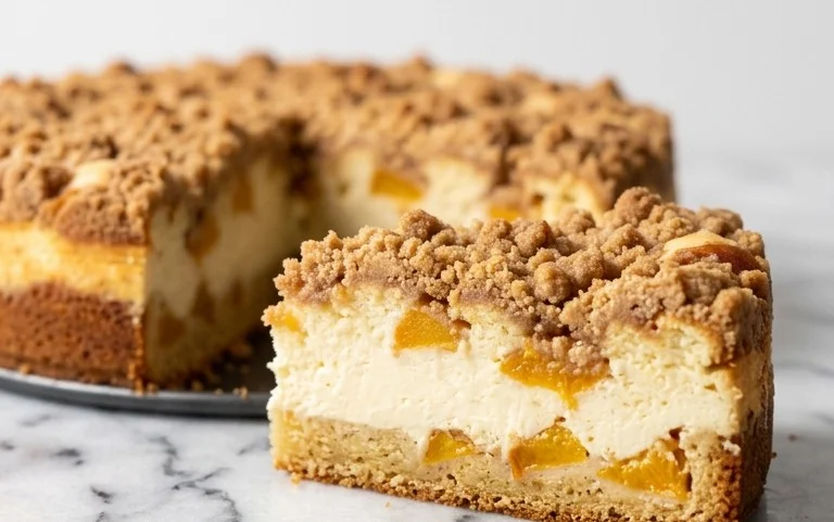 Peach Cream Cheese Cake with Streusel Topping