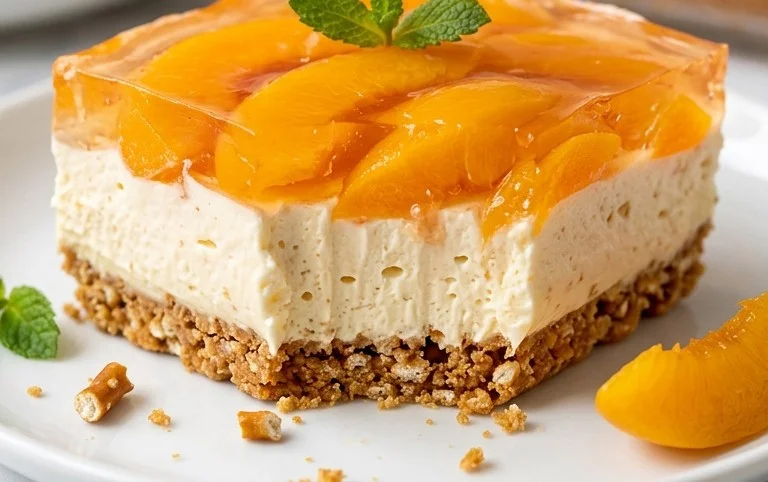 Peach Pretzel Salad Dessert