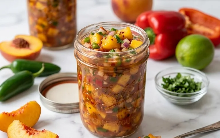 Sweet & Spicy Peach Salsa Canning Recipe