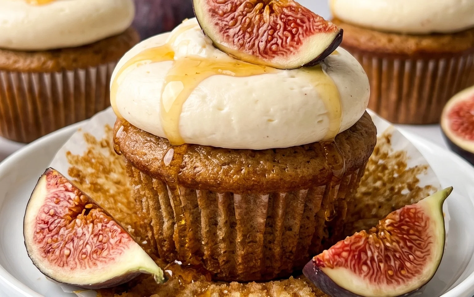 Fig Cupcakes with Honey Cream Cheese Frosting