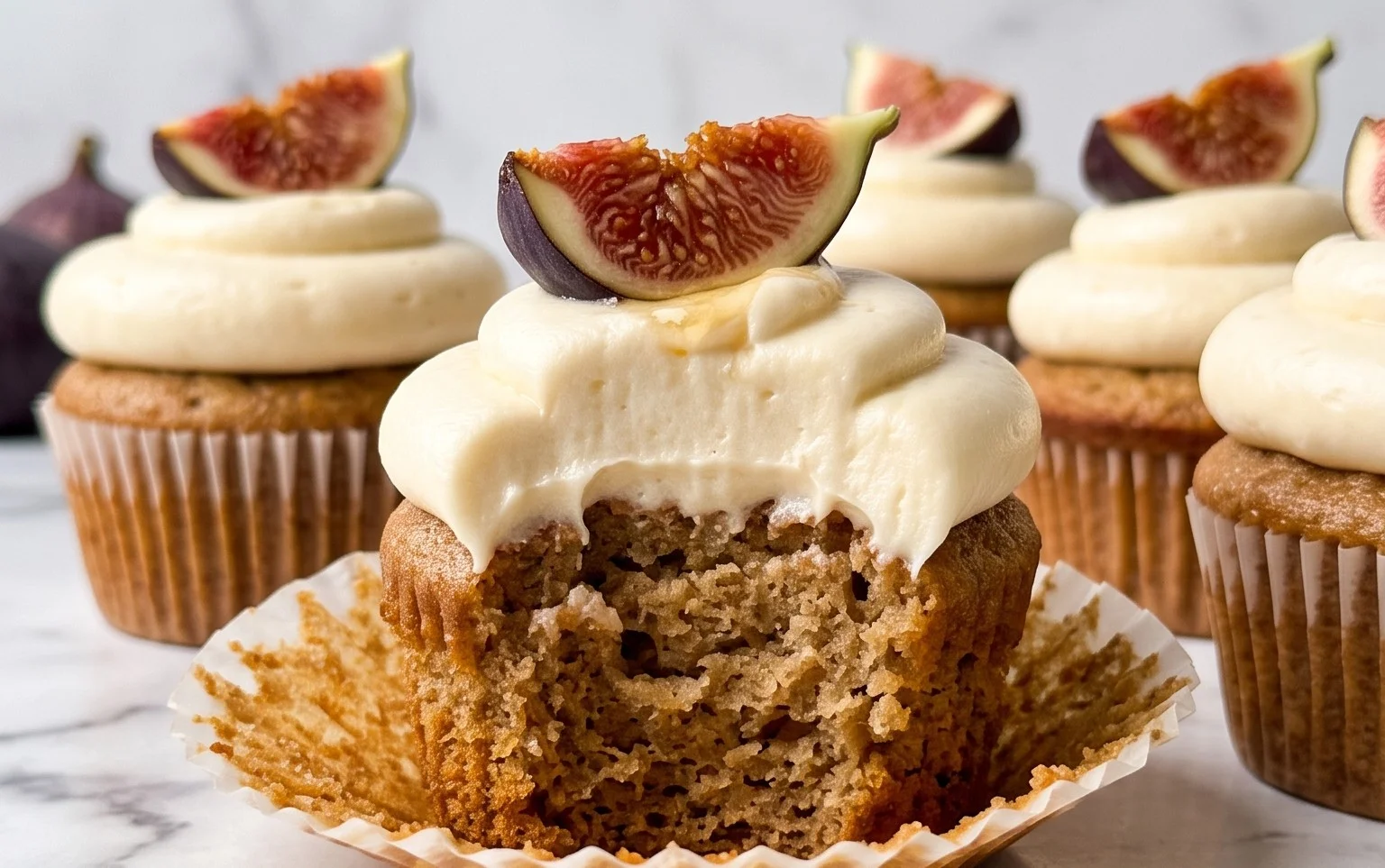 Fig Cupcakes with Honey Cream Cheese Frosting